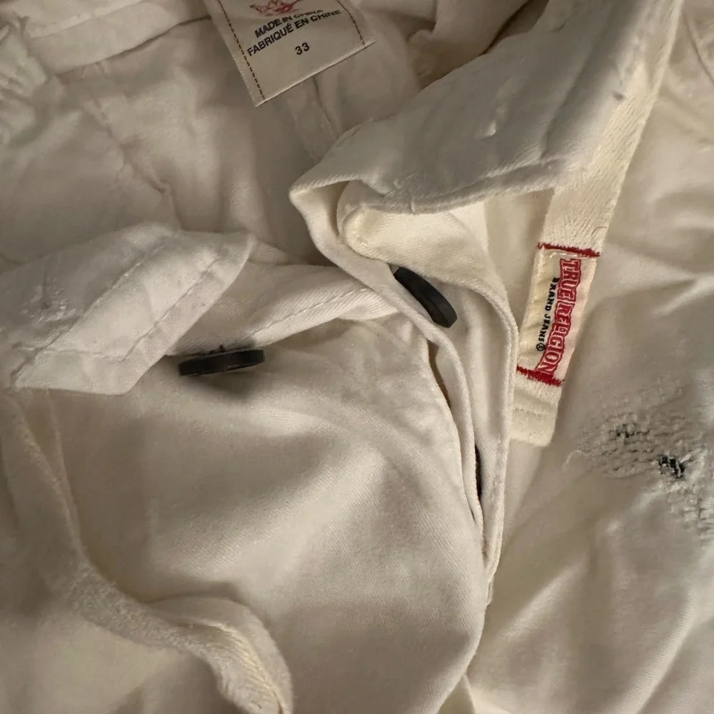 True Religion Off-White Denim Shorts